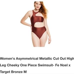 Fe Noel Asymmetrical Bronze Swimsuit, Sz M, New w Tags
